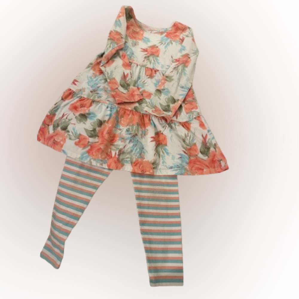 The Children's Place Colorful Striped Set - Coral, Aqua, White